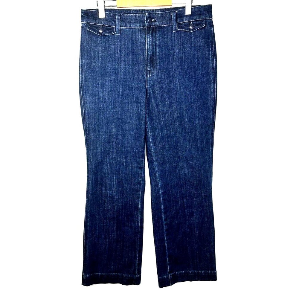 Talbots Women Jeans Boot Cut Trouser Pants Dark Wash Stretch Denim Blue Size 10